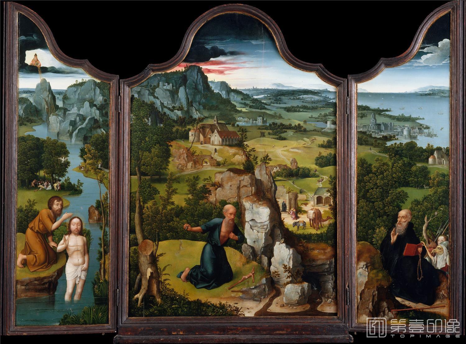 油画-美国纽约大都会美术馆油画藏画-Joachim PatinirThe Penitence of Saint Jerome-1271